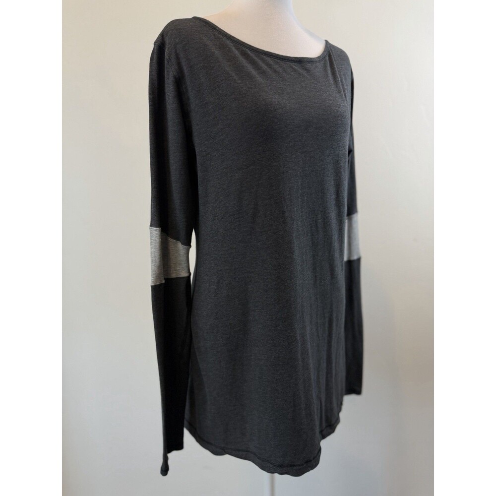 Lululemon Boat Neck Long Sleeve Top Womens Gray Colorblock Yoga Athletic Shirt - Picture 4 of 5
